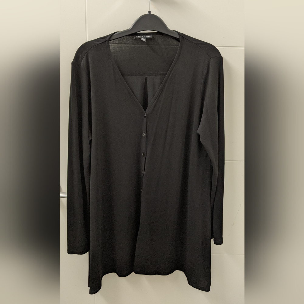 Beautiful Eileen Fisher black silk cardigan